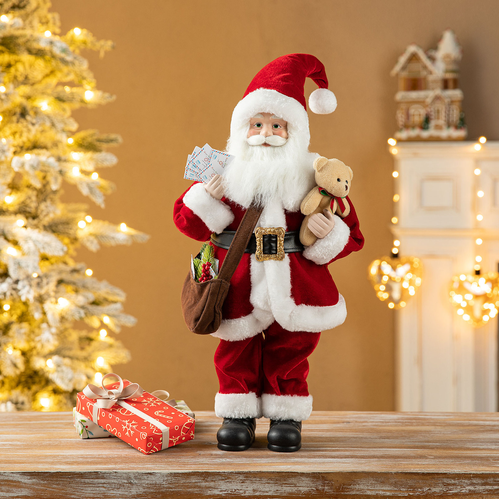 Porcelain Face Mail Santa Holiday Figurine