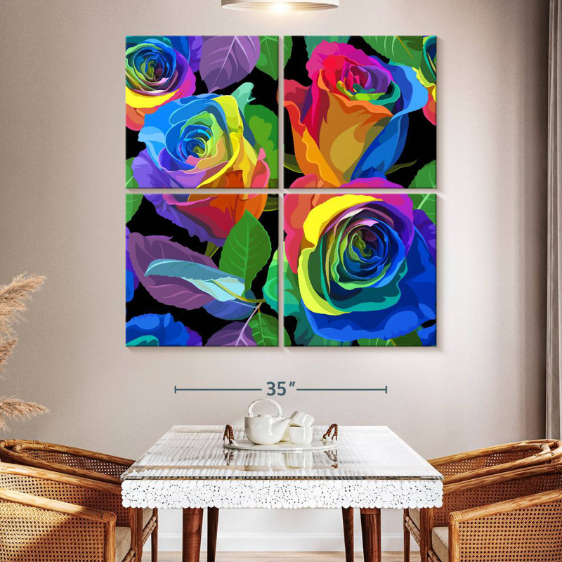 Harnek Neon Rainbow Roses, H 50 po x l 50 po