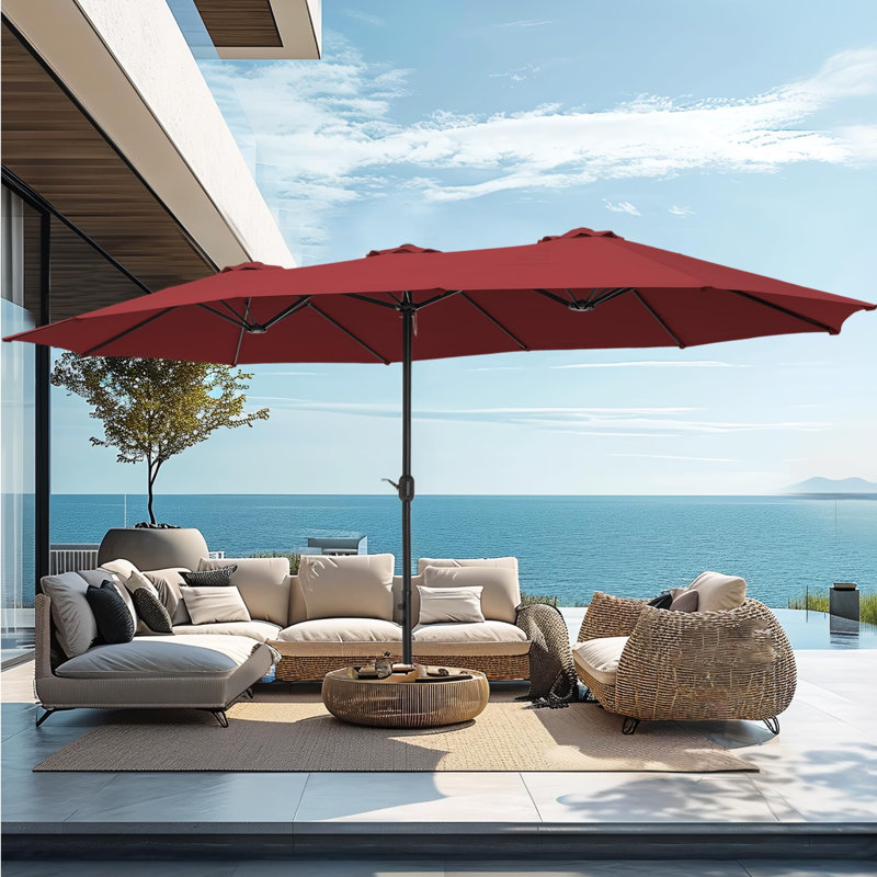 Parasol de marché rectangulaire 15 pi, Red