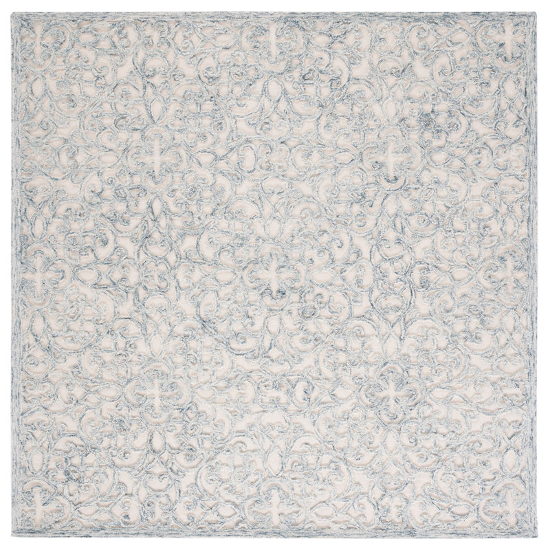 Sarina Trace Hand Tufted Wool And Cotton With Latex Abstract Rug, Square 6'