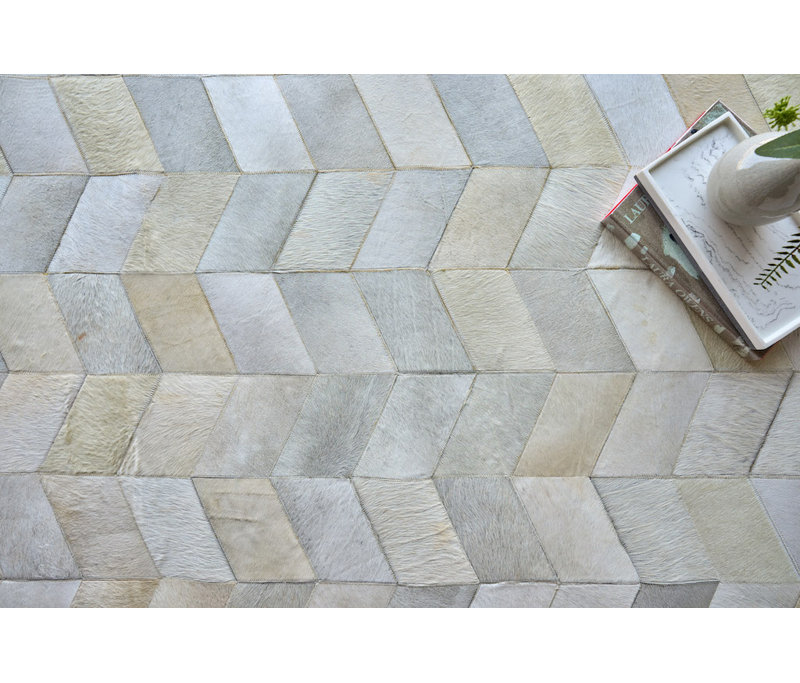 Natural Hide Cowhide Geometric Area Rug, Rectangle 9'6" x 13'6"