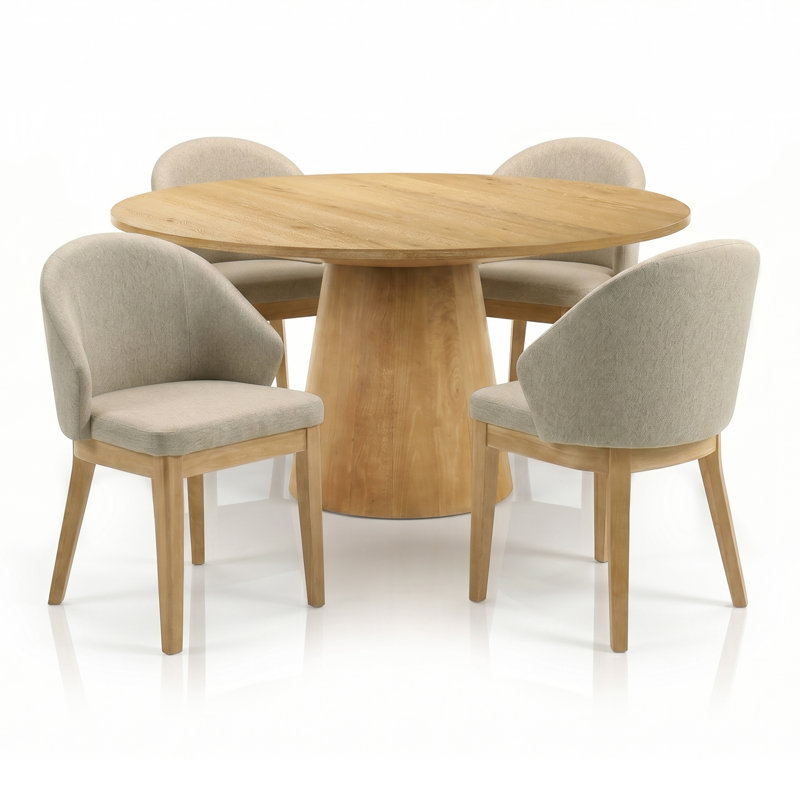 Ensemble de table de salle à manger Euna, 5 Pieces: Table, 4 Chairs, 30" H x 59" W x 59" D