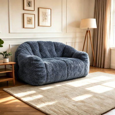Giant Bean Bag Chair, Oversized Bean Bag Sofa For Adults, Faux Fur Living Room Couch,Stuffed Accent Bean Bag