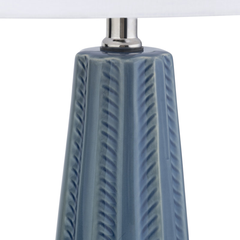 Set Of 2 Ceramic Table Lamps with Shade, Blue/Grey