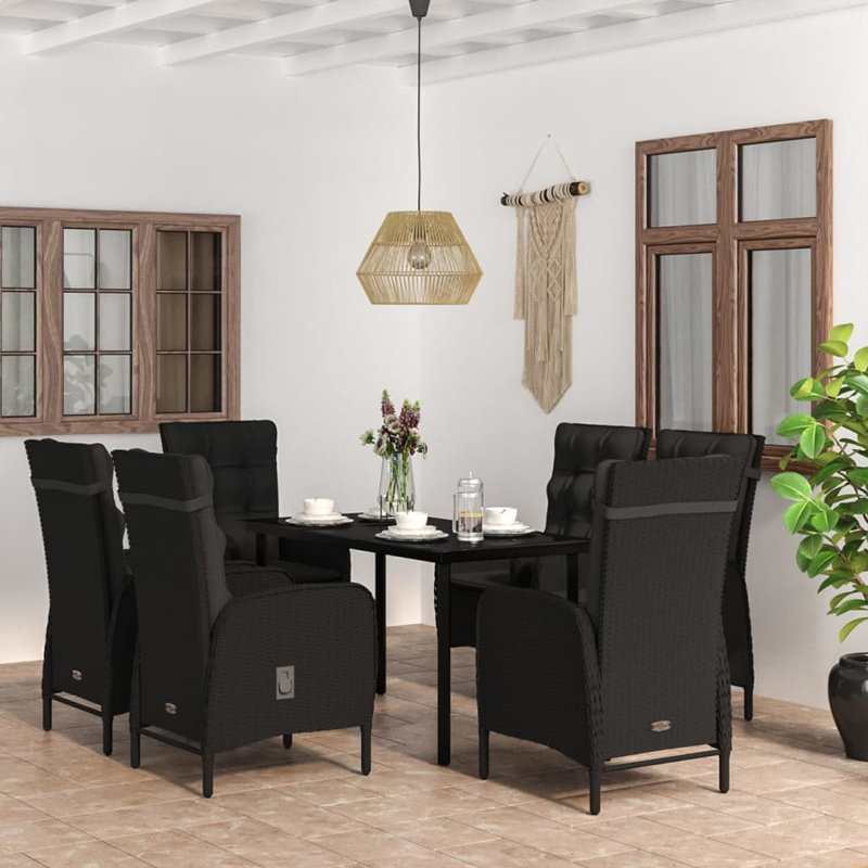Ensemble repas pour 6 personnes Pattaya, Noir, H 29,1 po x L 55,1 po x l 27,6 po, 6