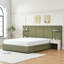Lit plateforme haut tapissier avec tables de chevet, tiroirs et tablettes flottantes, grand, velours vert-1201298467-1201298465
