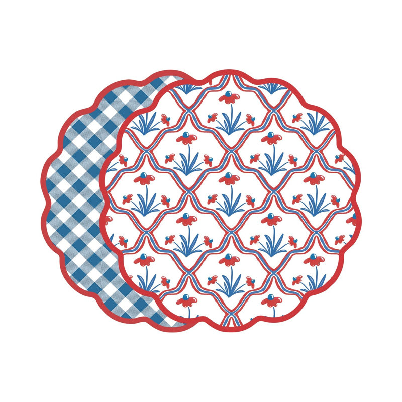 Vida Faux Leather Round Placemats, Animal Print, Pink/White