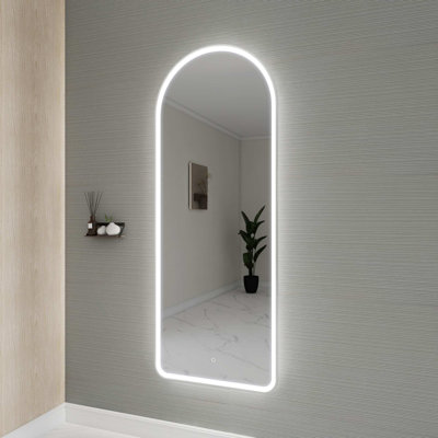 72 Inch Arch LED Front and Backlit Wall Mirror in Silver