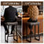 Tabouret de comptoir rembourré avec structure et repose-pieds en métal, tabouret de bar à hauteur de siège sans dossier-149472985-149472990-149472988