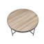 Table basse en chêne gris patiné avec garniture décorative en métal et base