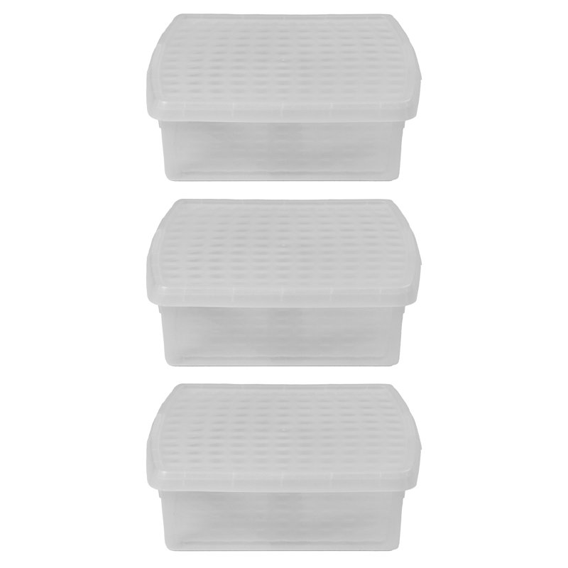 Wham Clip Square Plastic Storage Boxes with Secure Clip Lock Lids Clear/Clear/Clear