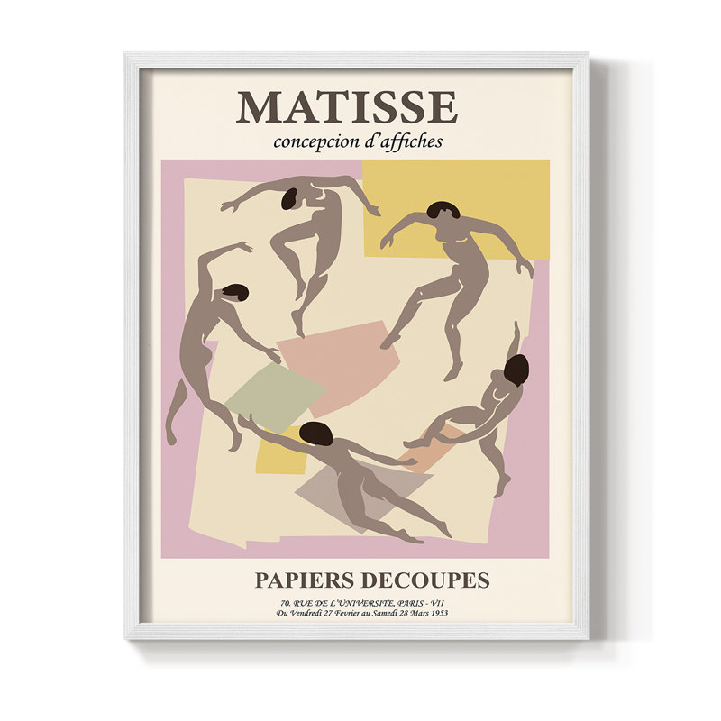 Matisse Cxxiii, reproduction encadrée - bois massif, Blanc, H 14 po x l 11 po