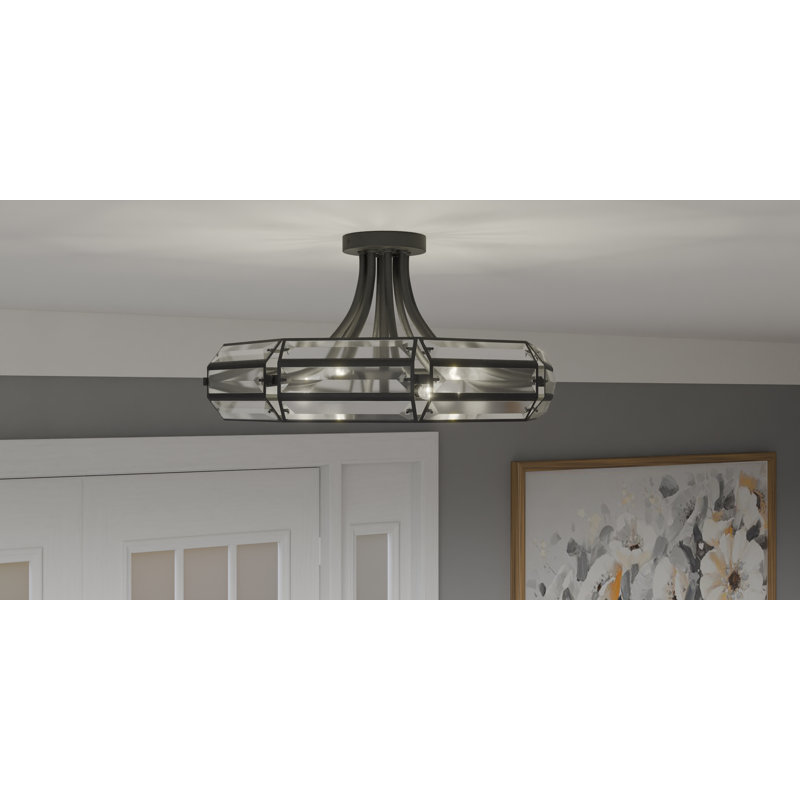 Esmon Glass Semi Flush Mount, Matte Black