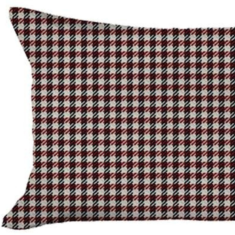 Housse de coussin réversible, Pied-de-poule rouge