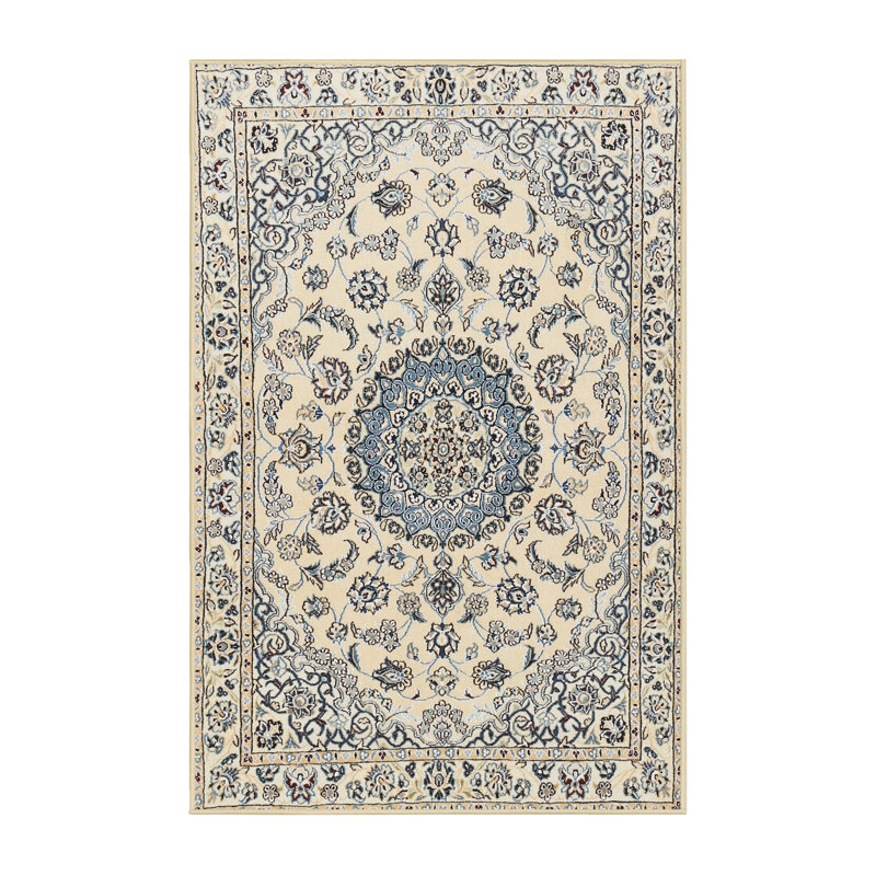 Tapis bleu ciel/vert claire traditionnel Galnares, Rectangle 8 pi x 12 pi