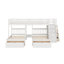 Lit superposé double au-dessus de simple et simple, lit superposé triple en bois avec tiroirs-549313280