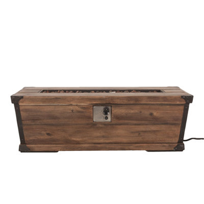 Outdoor Patio Concrete Fire table, Rectangle Gas Burning 56-Inch Fire Pit - 50,000 BTU, Wood Pattern Fire Table, Brown (Tank Cover not Included)