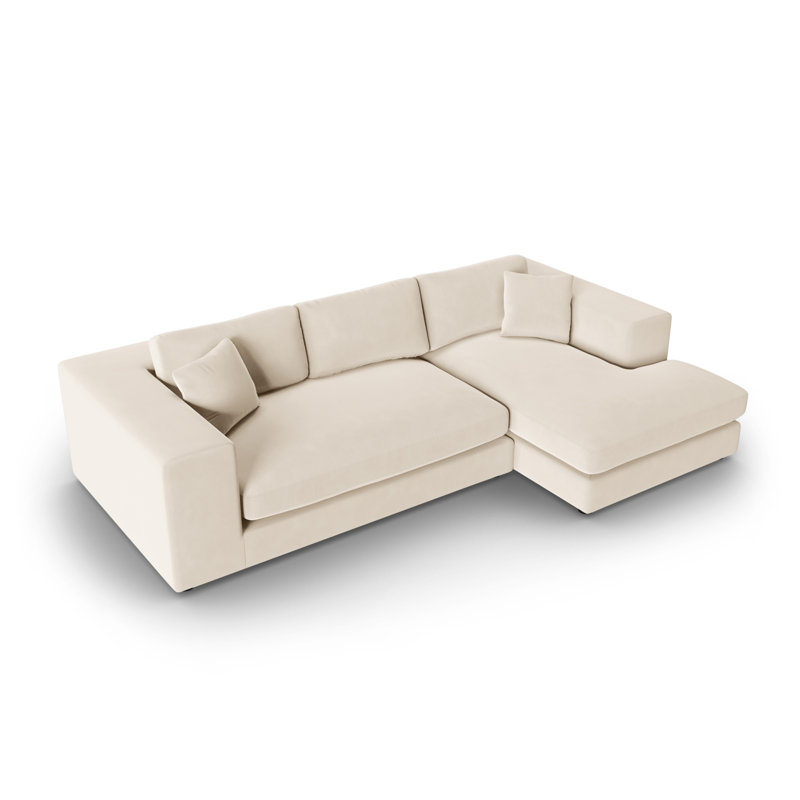 Micadoni Upholstered Corner Sofa, Light Beige, Right Hand Facing