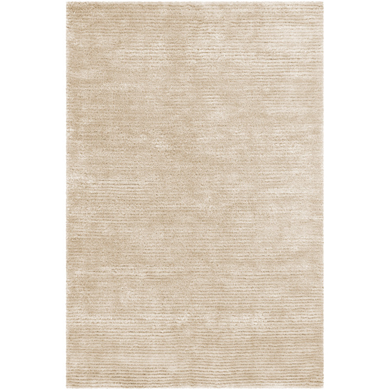 Tapis blanc en polyester de couleur unie Samons, Rectangle 9 pi x 13 pi 6 po