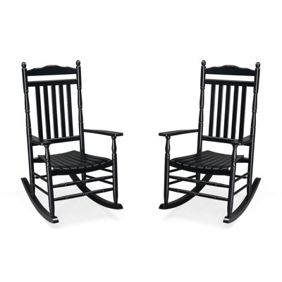 Ensemble de chaises berçantes de patio en bois massif tournées (ensemble de 2)