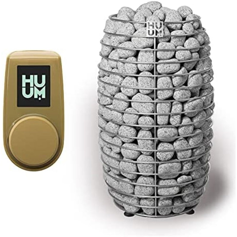 HUUM Hive Mini Sauna Heater with UKU Local Control, (Sauna Stones Included ), Sand, 30" H x 18" W x 18" D