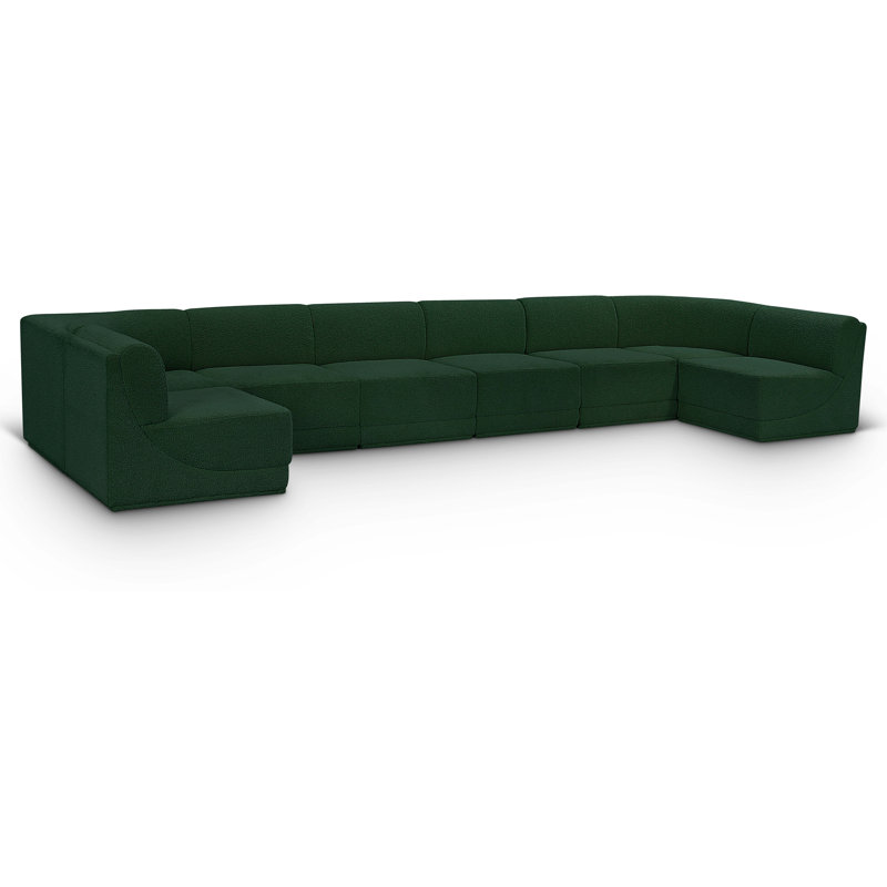 Canapé modulaire rembourré 8 pièces Ollie, Tissu bouclé vert
