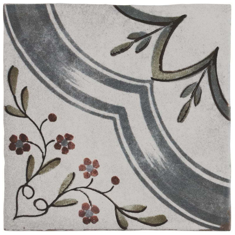 Paula Purroy Talia 5x5 Matte Ceramic Tile, Blossom Blue Gray