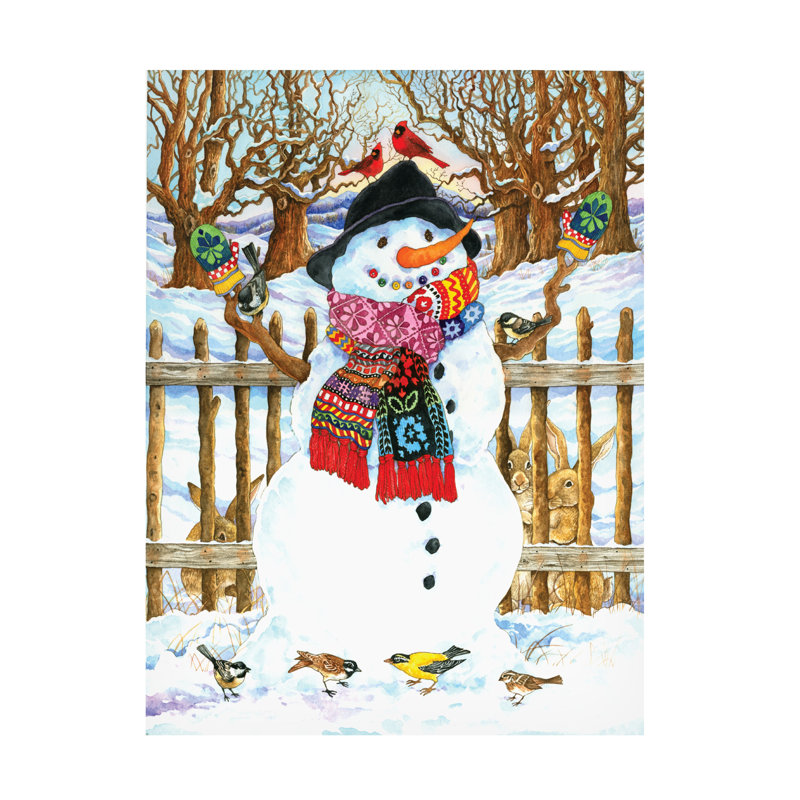 «Winter Snowman» par Wendy Edelson, art sur toile, H 32 po x l 24 po x P 2 po