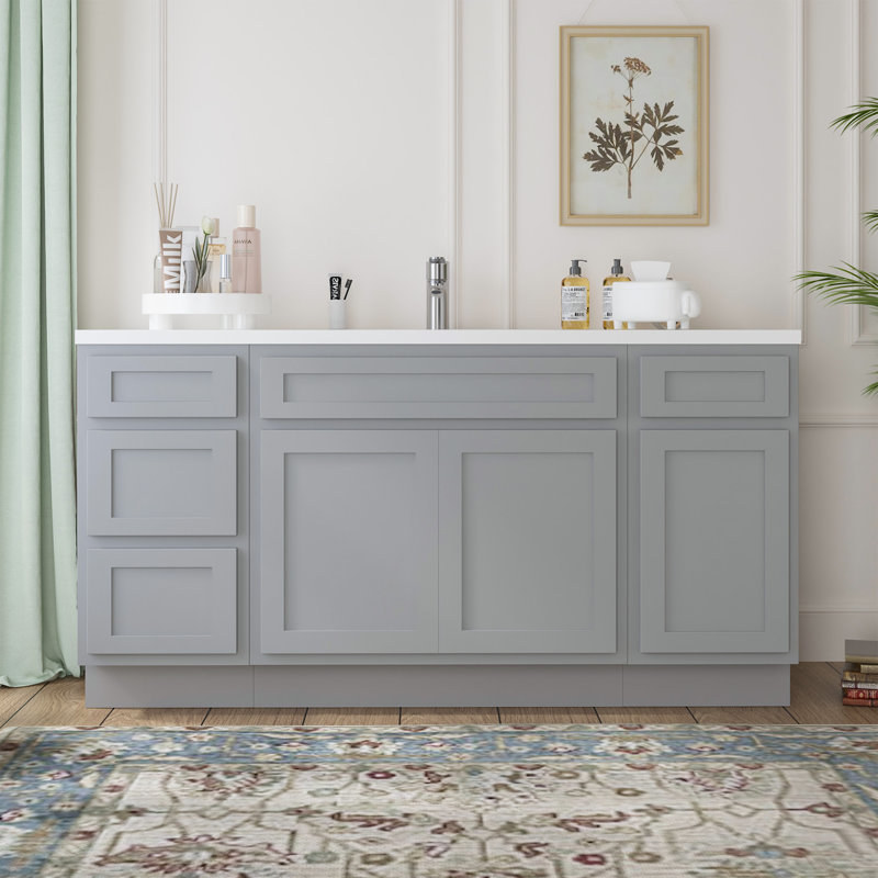 Base de meuble-lavabo simple 66 po seulement, Gris