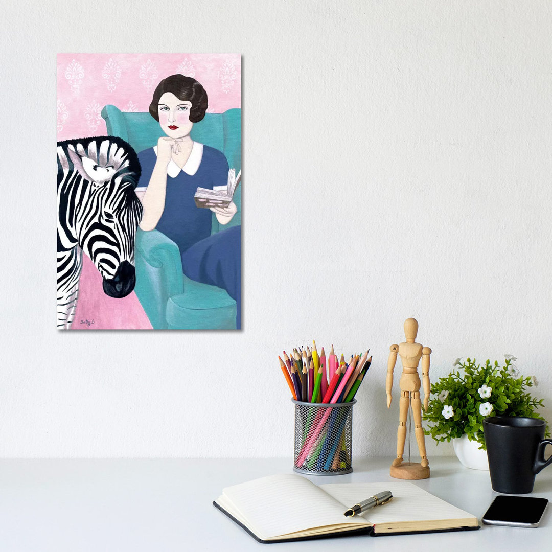 Woman And Zebra by Sally B - Gallery-Wrapped Canvas Giclée on Canvas
