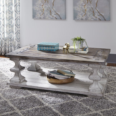 Gildford 50" W Coffee Table with Casters and Lower Shelf