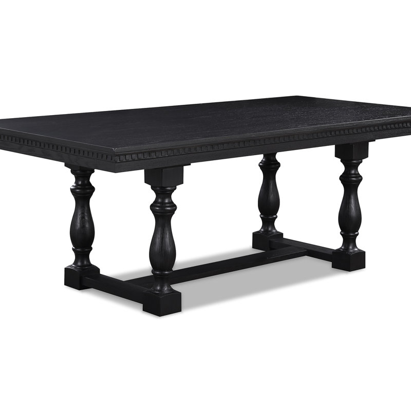 Transitional Rustic Trestle Dining Table 1Pc Wooden Solid Wood Wooden Dining Table Rectangular Black Table