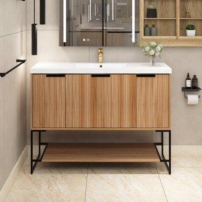 47.2'' Freestanding Single Sink Bathroom Vanity with Resin Top