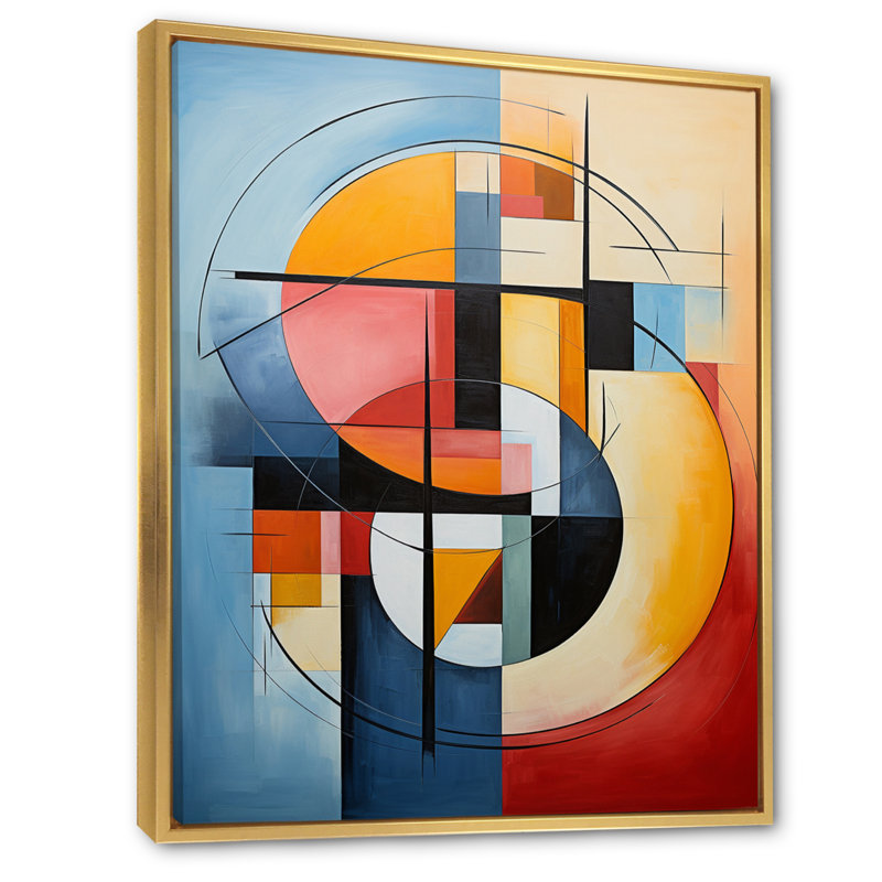 «Geometric Abstraction Focus I», reproduction sur toile, H 32 po x l 24 po x P 1 po, Cadre flottant doré