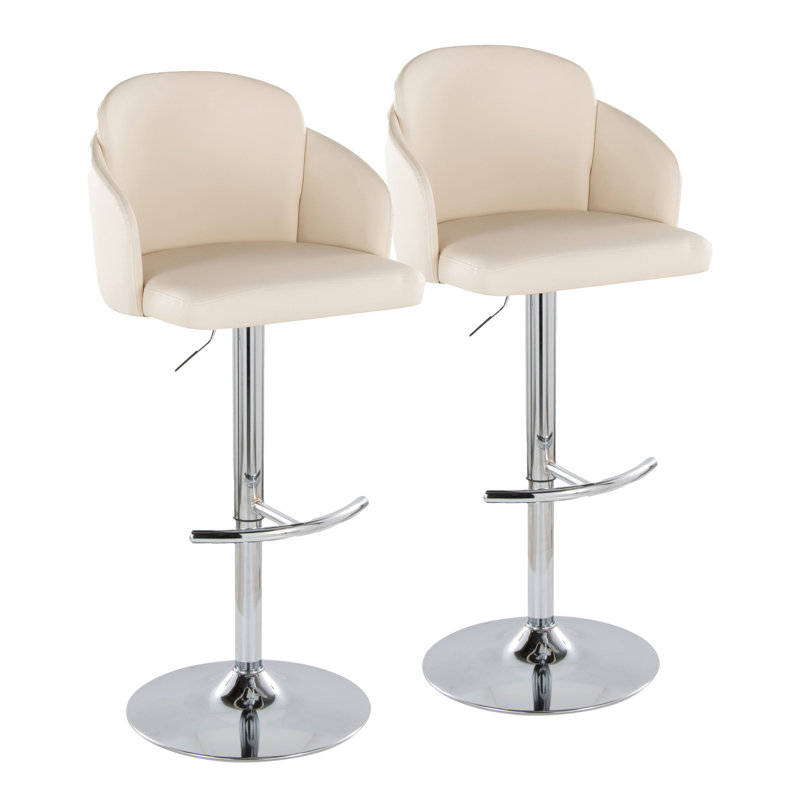 Dahlia Adjustable Barstool - Set Of 2, Chrome