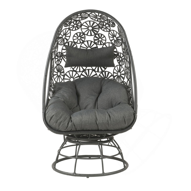 Chaise longue et table d'appoint en verre transparent, tissu gris anthracite et osier Hikre