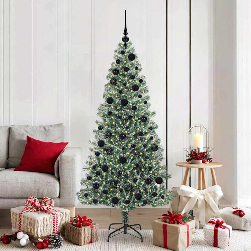 vidaXL Artificial Christmas Tree Snow Flocked with LED Light, 5.91 ft