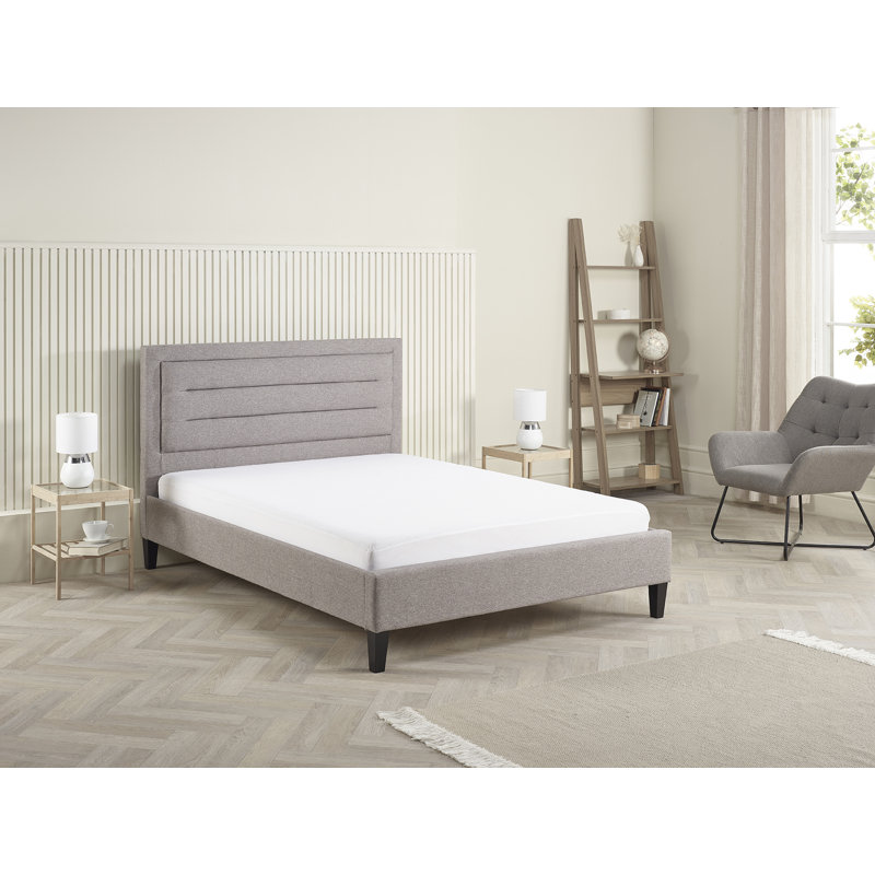 Kovi Upholstered Bed, Grey, Double (4'6) [145 x 207 cm]
