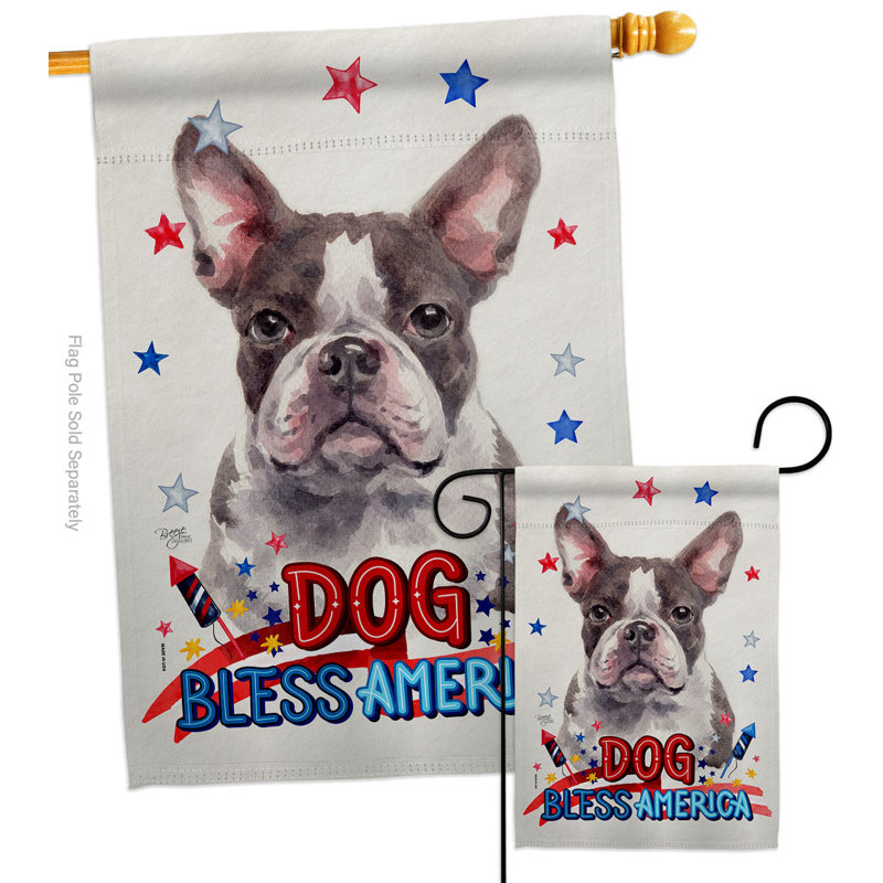 Drapeau de jardin Patriotic Boston Terrier, H 40 po x l 28 po