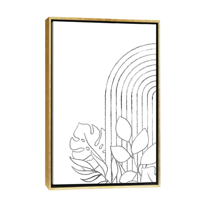 Dessin botanique - reproduction d'art, Aucun mat, H 26 po x l 18 po x 1,5 po, Toile encadrée d'or