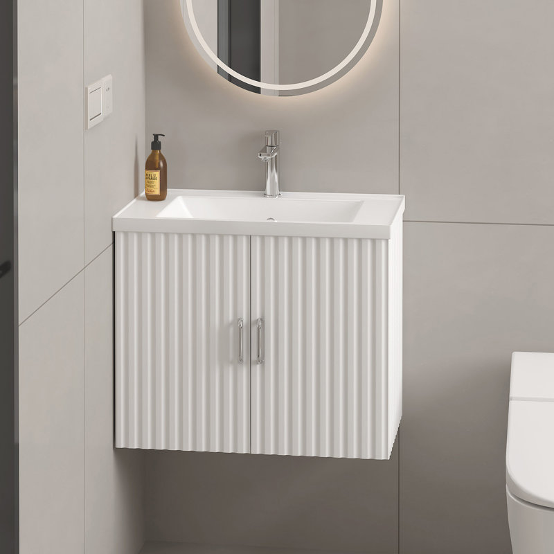 Floating Wall Mounted Bathroom Vanity with Sink and Drawer Storage