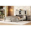 Grand lit en bois de style rustique avec tête de lit à double porte coulissante et point de charge, finition gris antique, support en lattes de bois, plateforme grand lit sans sommier, gris, base, nécessaire-1473200958-1473200951