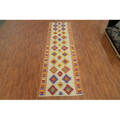 Geometric Wool Kilim Oriental Runner Rug 5x16