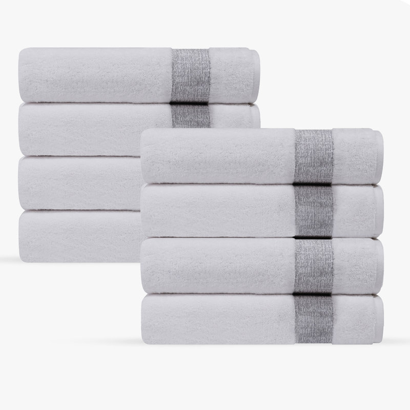 Jonnae 8 pcs Turkish Hand Towels Set, Silver