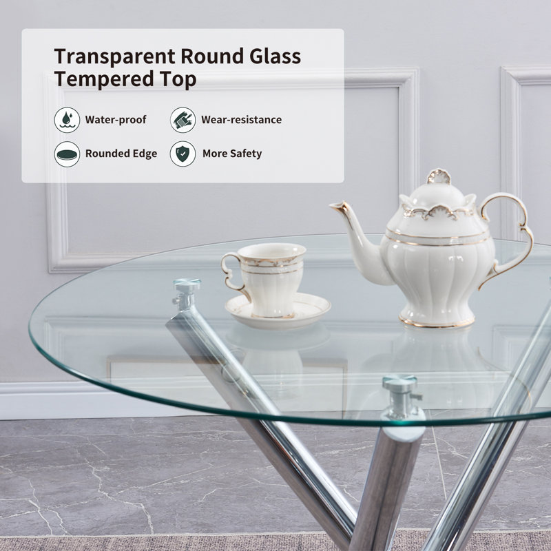 Chiquetta 2 - Person Glass Top Three Leg Dining Set