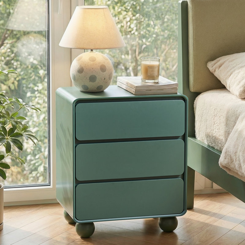 23.6''W 3-Drawer Nightstand, Green