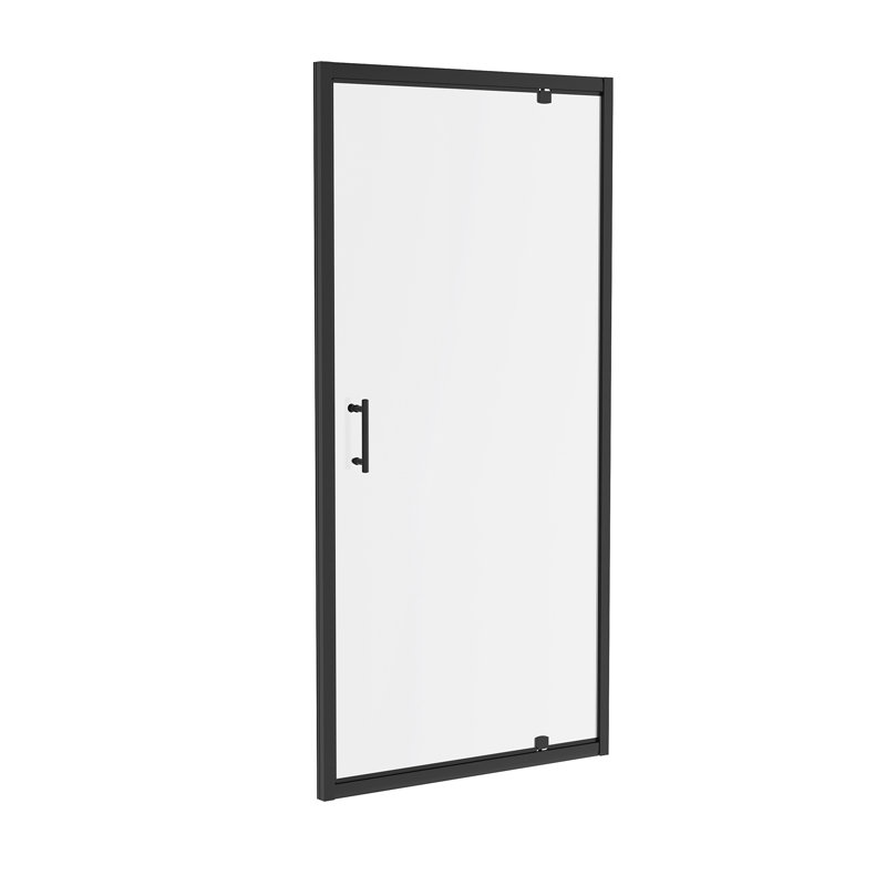 Achante 1900mm H Pivot Framed Shower Door with Clear Glass, Black, 920cm W