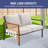 Outdoor Light Brown Wicker Loveseat in Steel Frame with Cushions-1200191471
