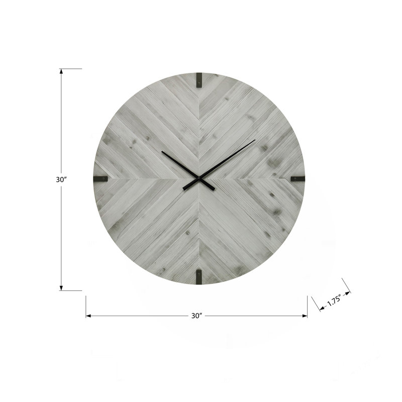 Horloge murale, ronde, 30 po, grande horloge murale, grise, contemporaine, moderne, Gris