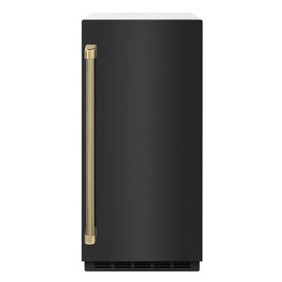 ZLINE Autograph 15 in. Touchstone Clear Cube Ice Maker with Black Steel Door & Gold Helix Handle